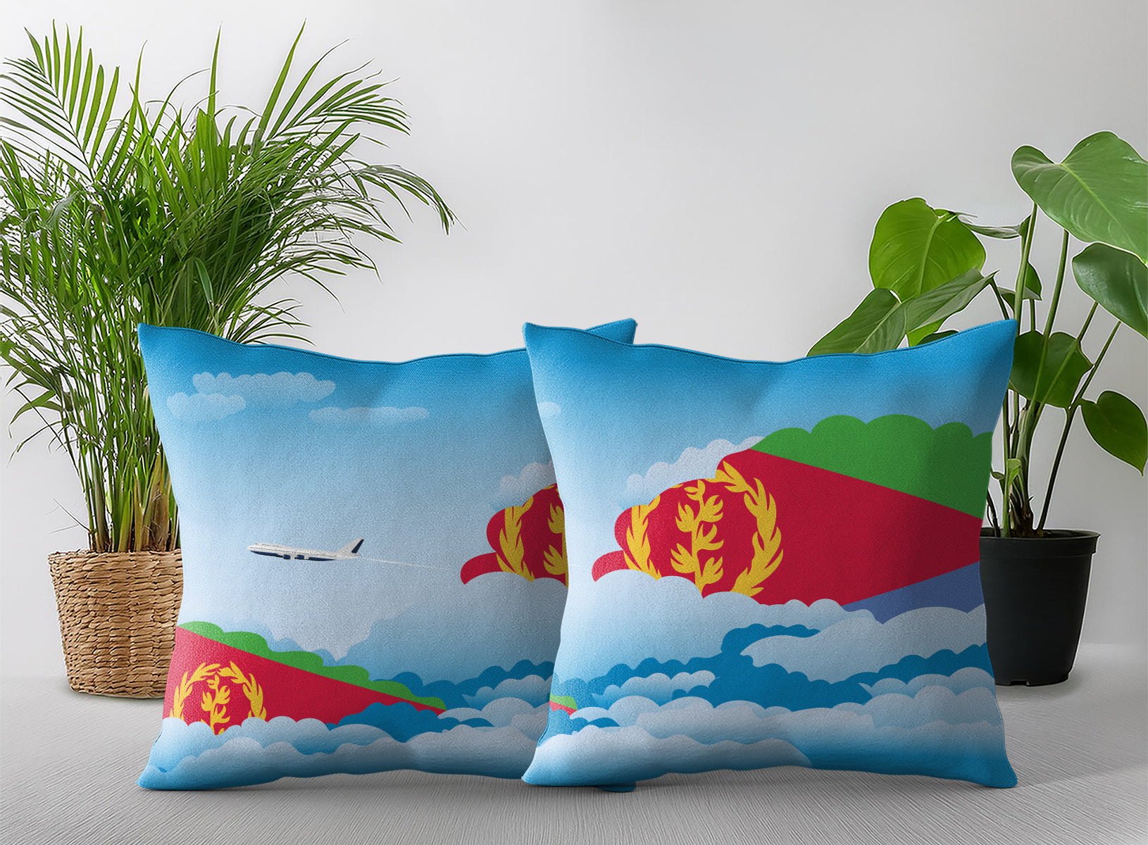 Eritrea Day Clouds Pillow Case and Pillow Throw