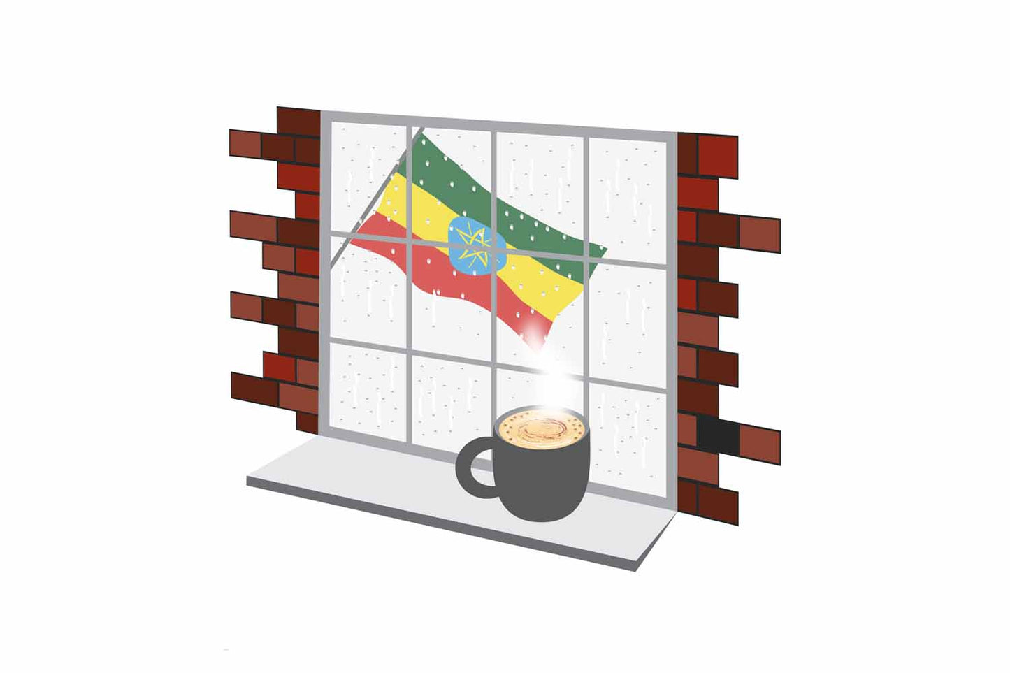 Ethiopia Coffee Rain Window Fridge Magnet