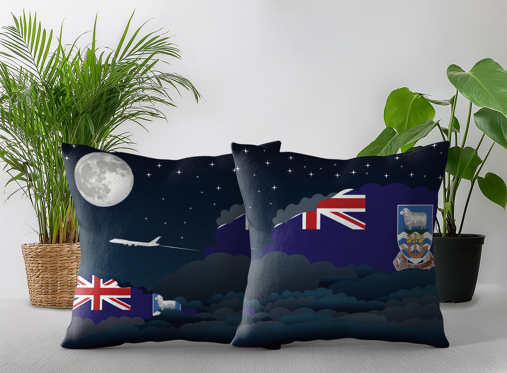 Falkland Islands Night Clouds Pillow Case and Pillow Throw