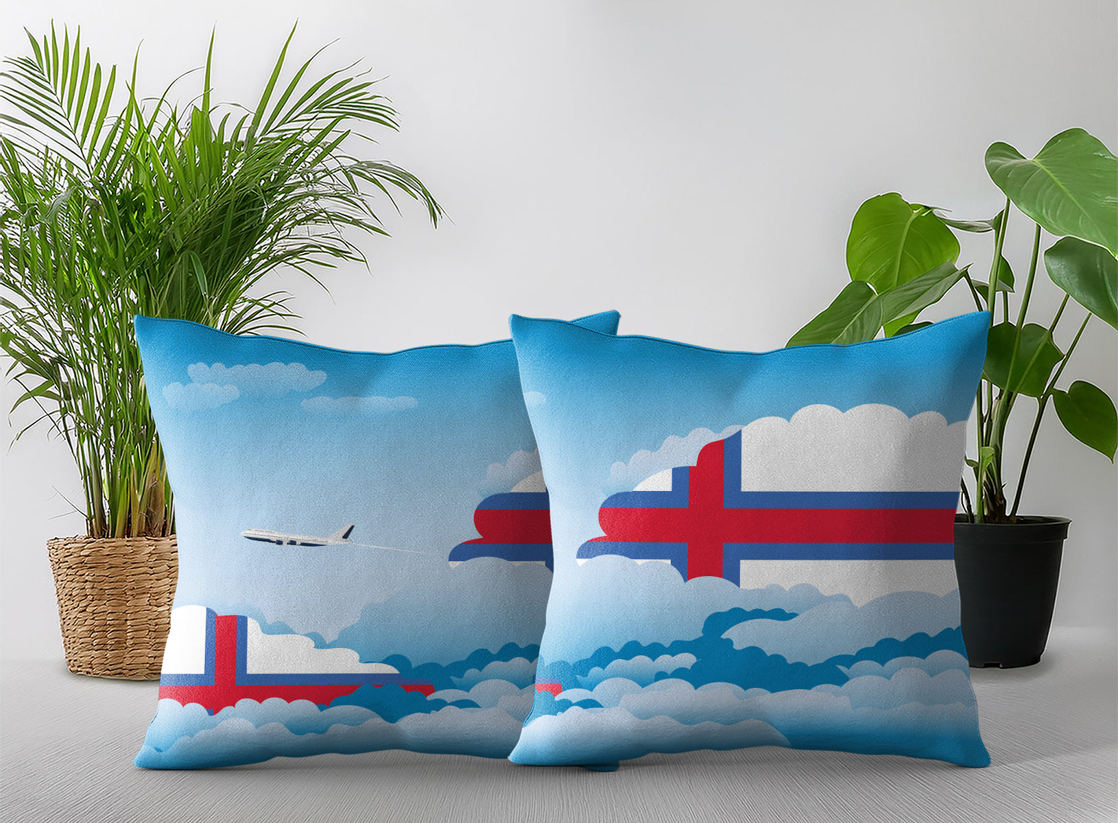 Faroe Islands Day Clouds Pillow Case and Pillow Throw