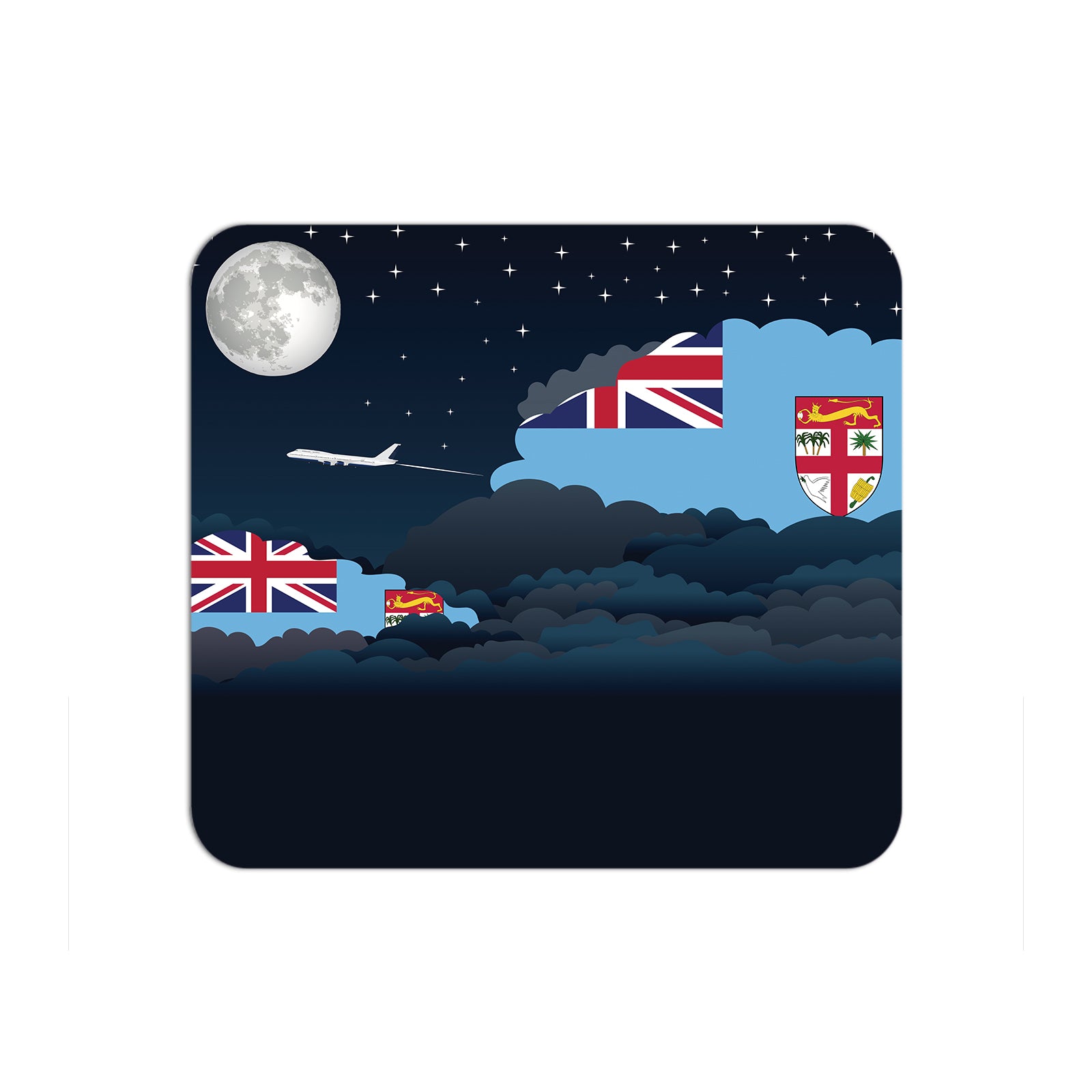 Fiji Airplane Airport Flight Night Clouds Mousepad 