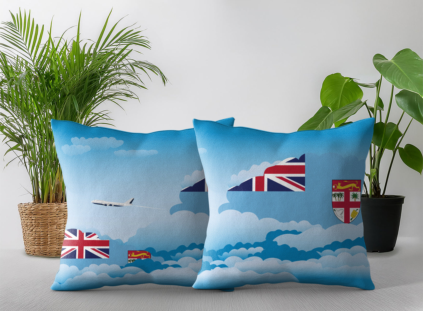 Fiji Day Clouds Pillow Case and Pillow Throw