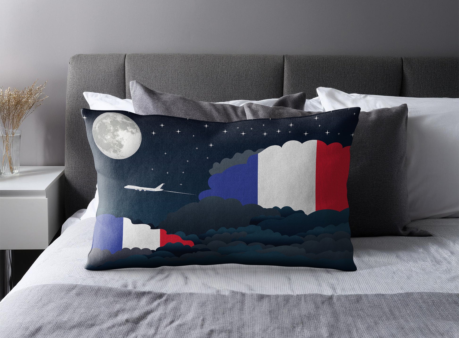 France Night Clouds Pillow Case and Pillow Throw