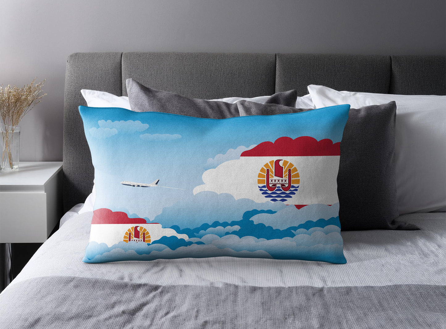 French Polynesia Day Clouds Pillow Case and Pillow Throw