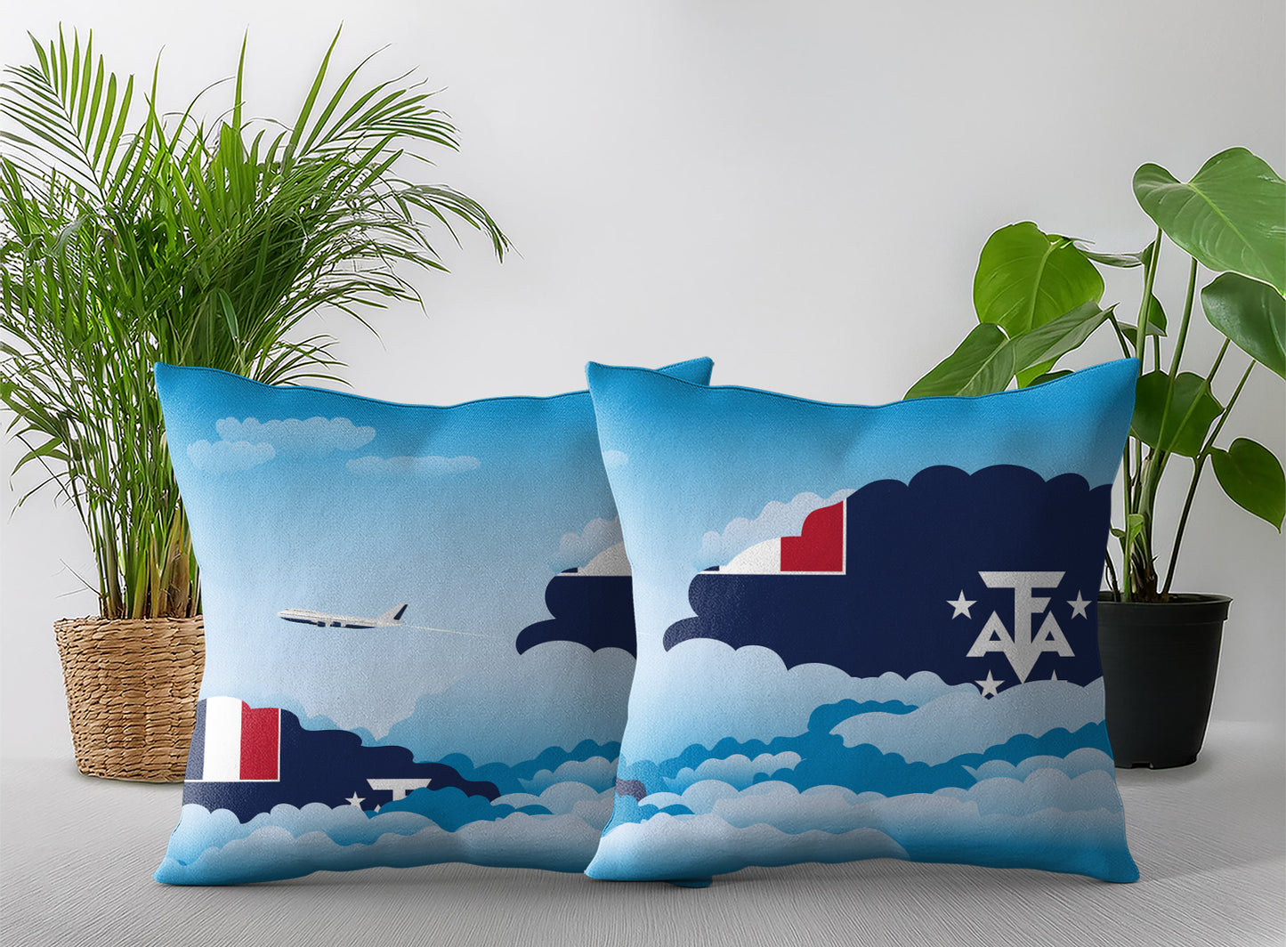 French Southern Case and Antarctic Lands Day Clouds Pillow Case and Pillow Throw