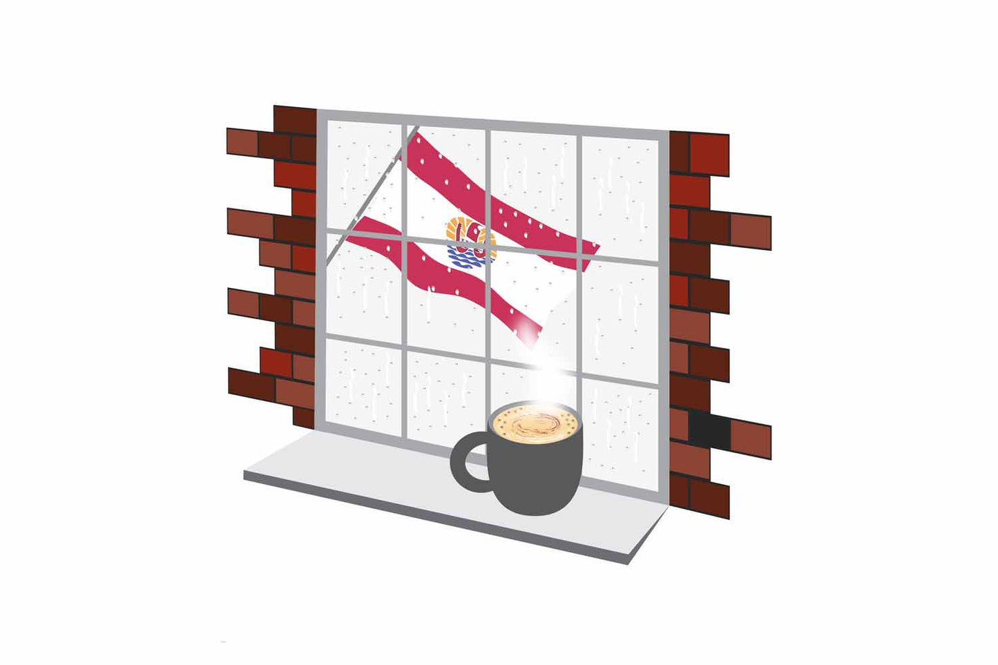 French Polynesia Coffee Rain Window Fridge Magnet