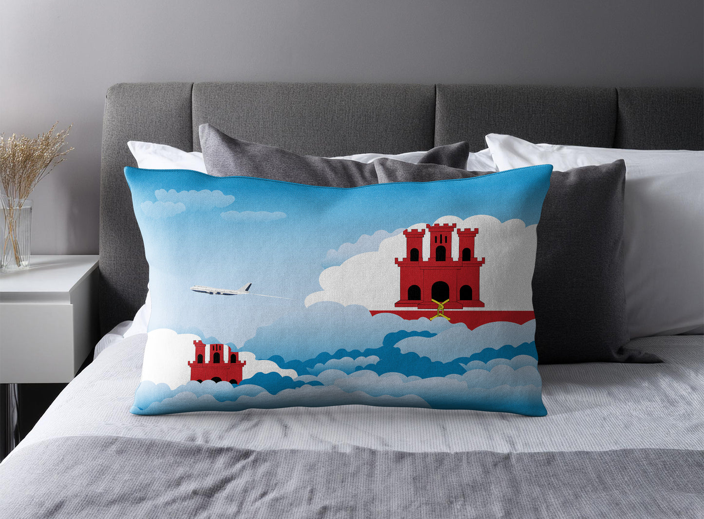 Gibraltar Day Clouds Pillow Case and Pillow Throw
