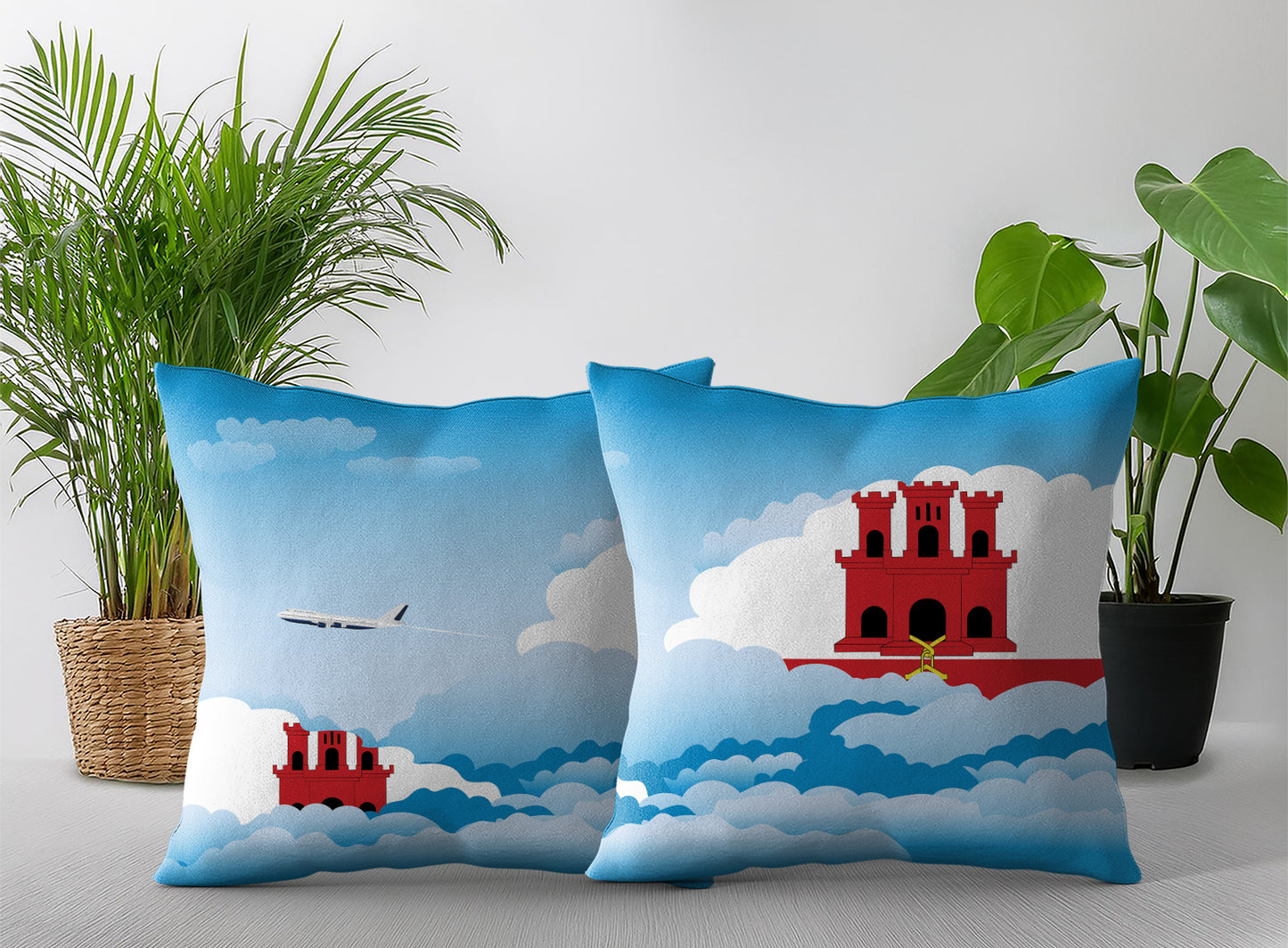 Gibraltar Day Clouds Pillow Case and Pillow Throw
