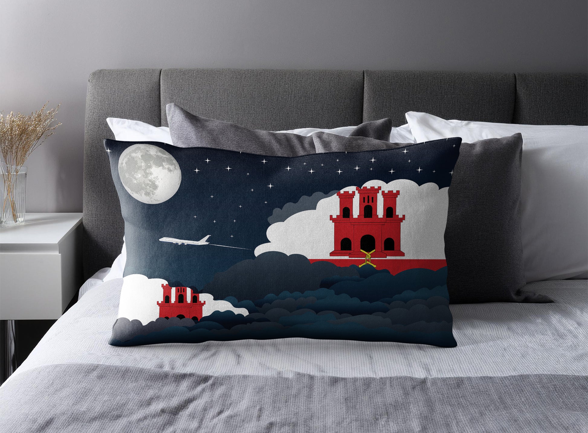 Gibraltar Night Clouds Pillow Case and Pillow Throw