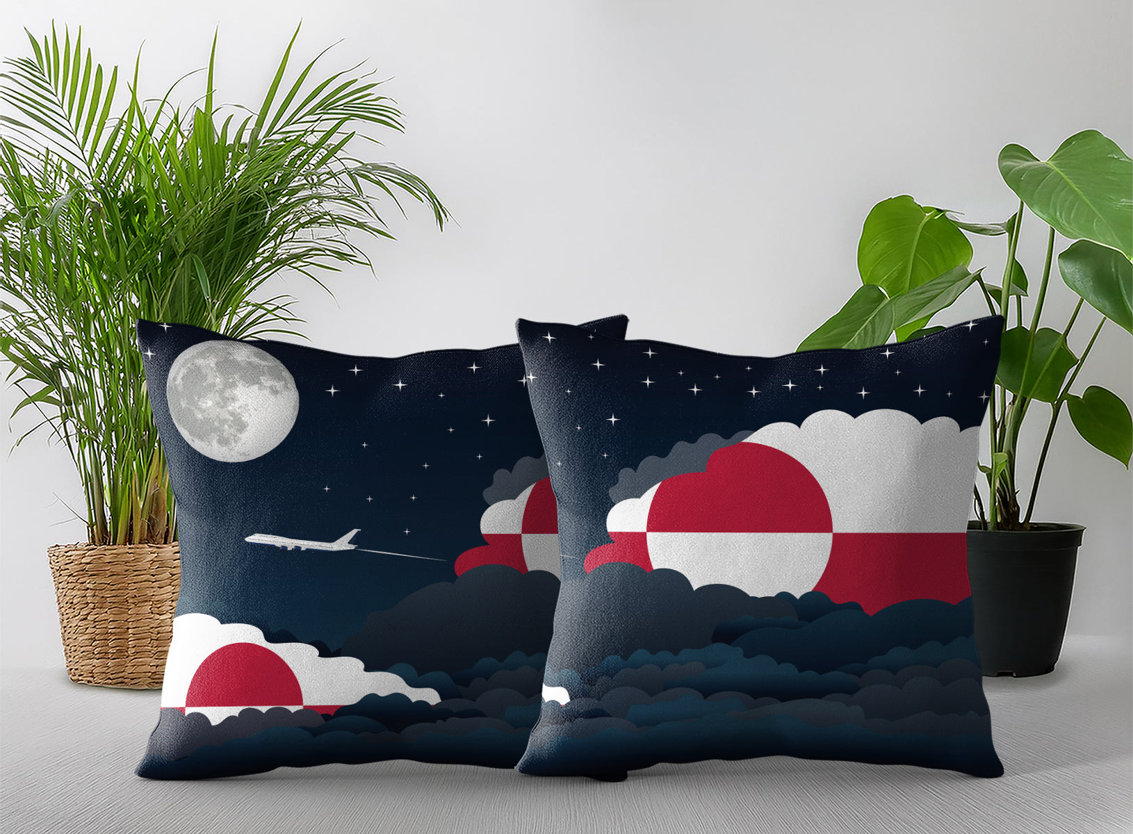 Greenland Night Clouds Pillow Case and Pillow Throw