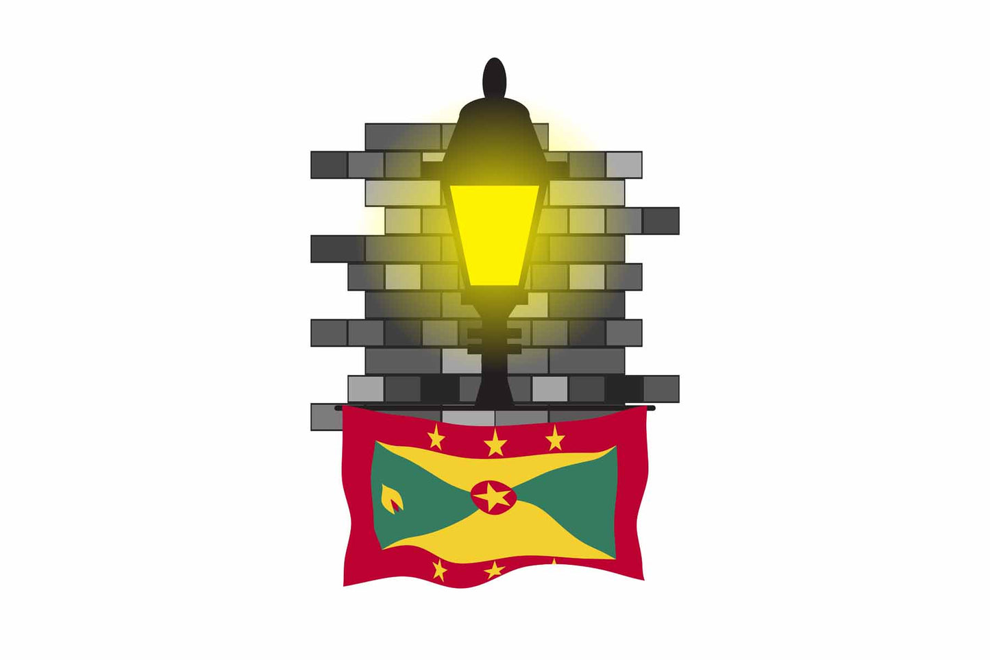 Grenada Street Lamp Bricks Fridge Magnet
