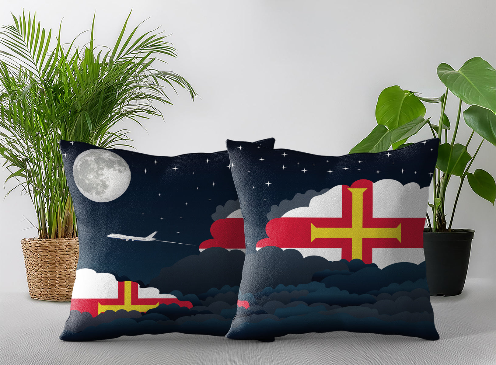 Guernsey Night Clouds Pillow Case and Pillow Throw