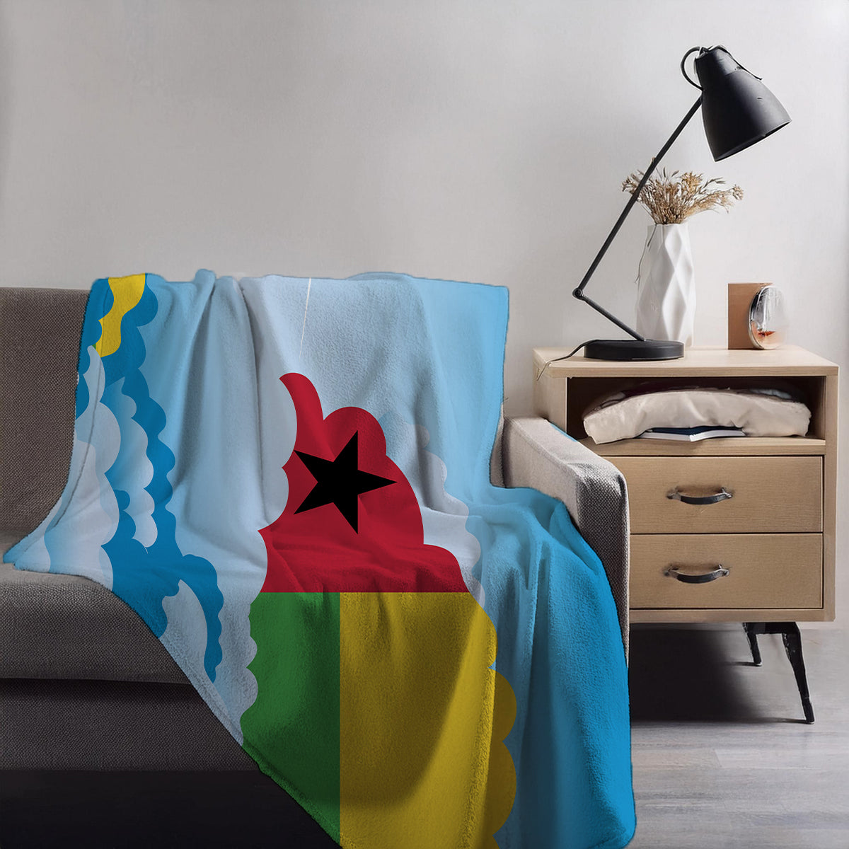 Guinea Bissau Day Clouds Blanket Throw