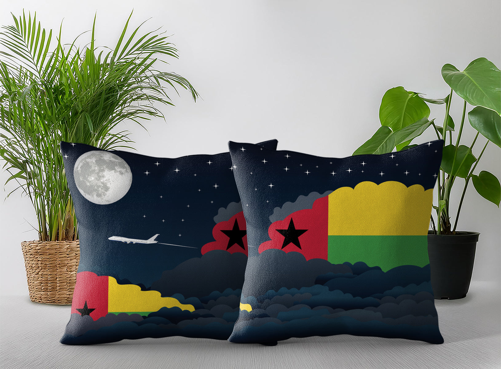 Guinea Bissau Night Clouds Pillow Case and Pillow Throw