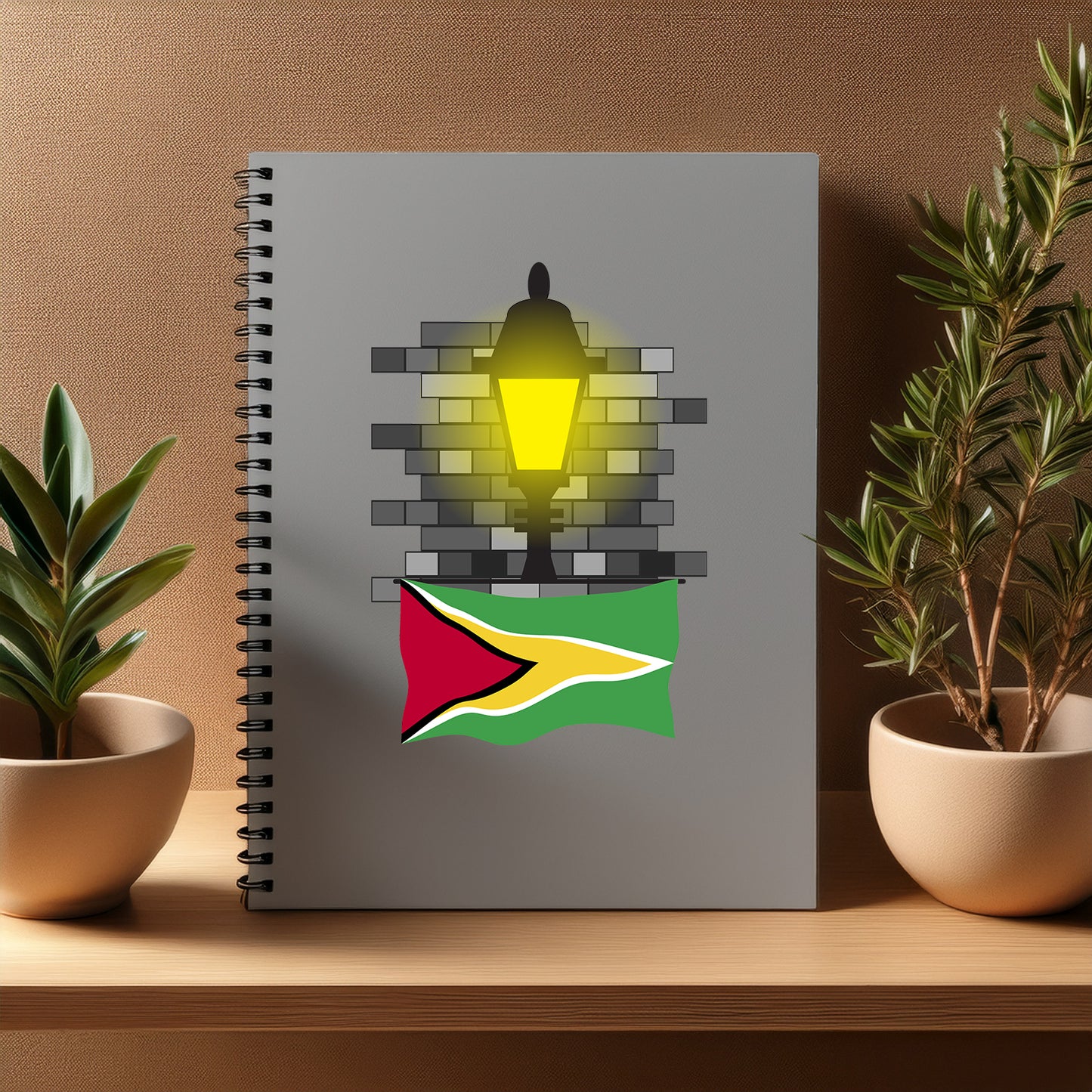 Guyana  Street Lamp Bricks Notebook