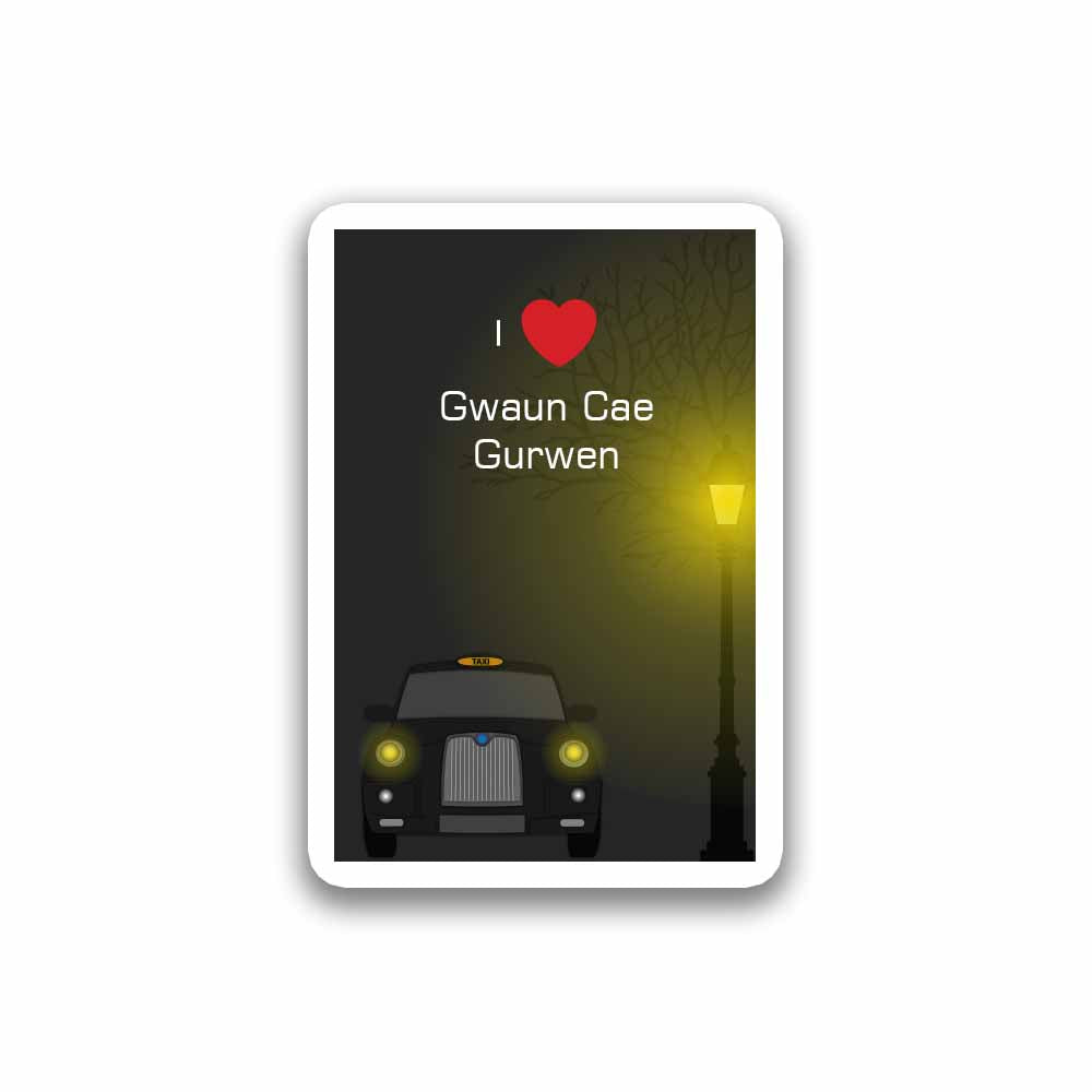 Gwaun Cae Gurwen Love Taxi Black Sticker