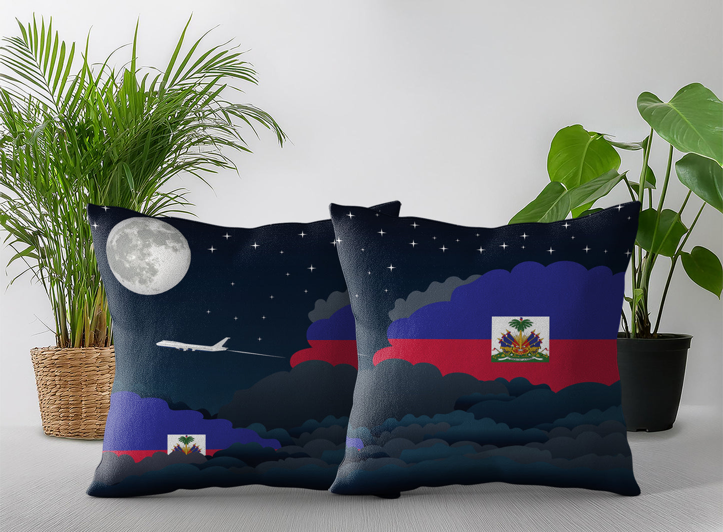 Haiti Night Clouds Pillow Case and Pillow Throw