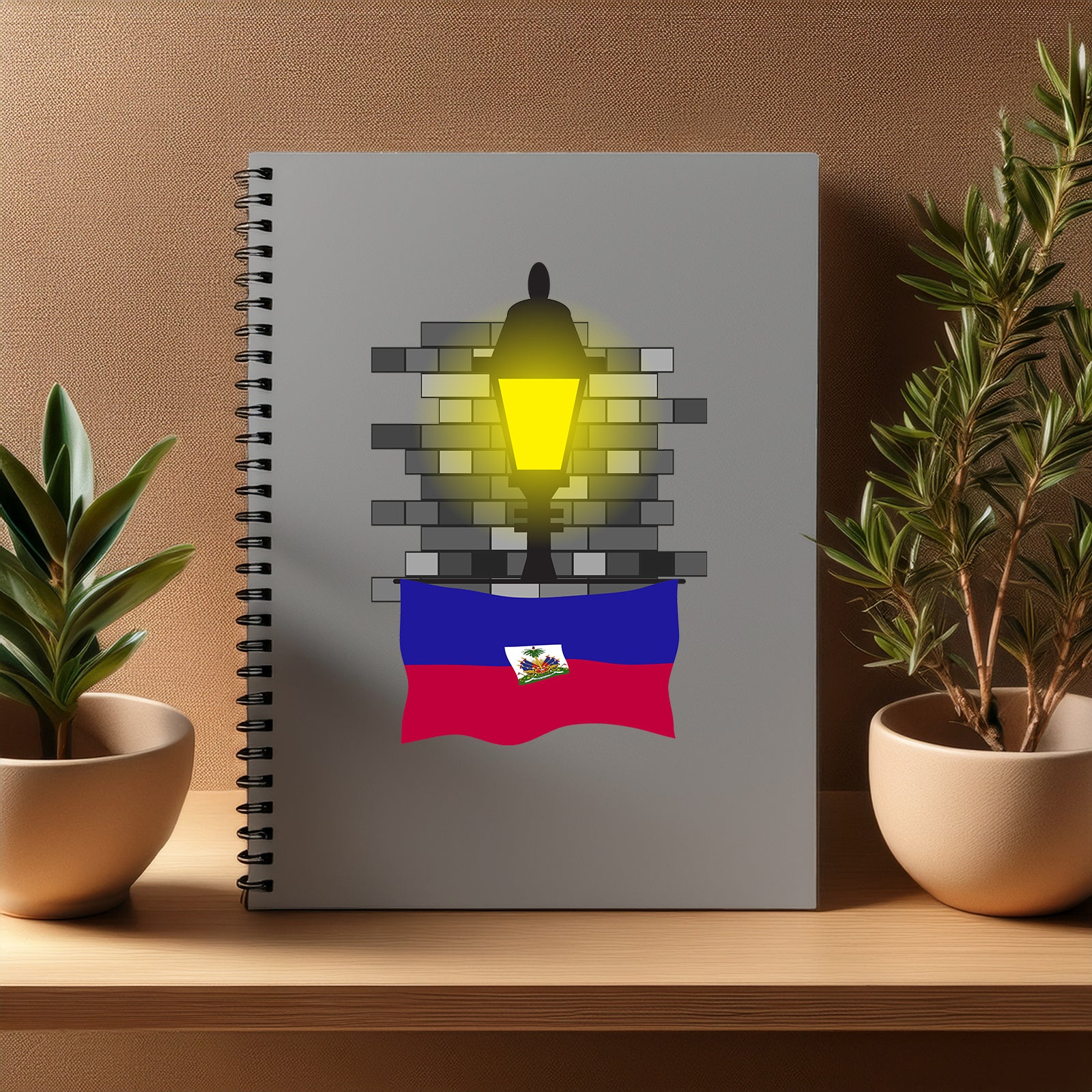 Haiti  Street Lamp Bricks Notebook