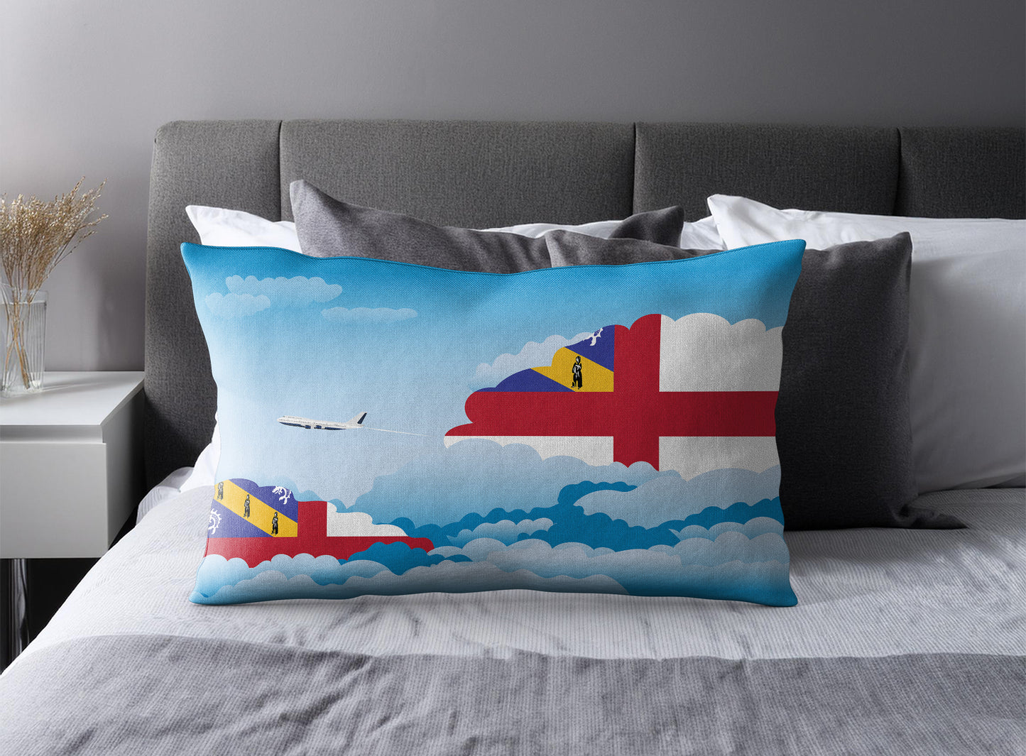 Herm Day Clouds Pillow Case and Pillow Throw