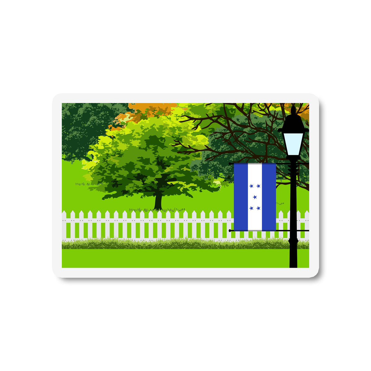 Honduras Trees and Street Lamp Sticker