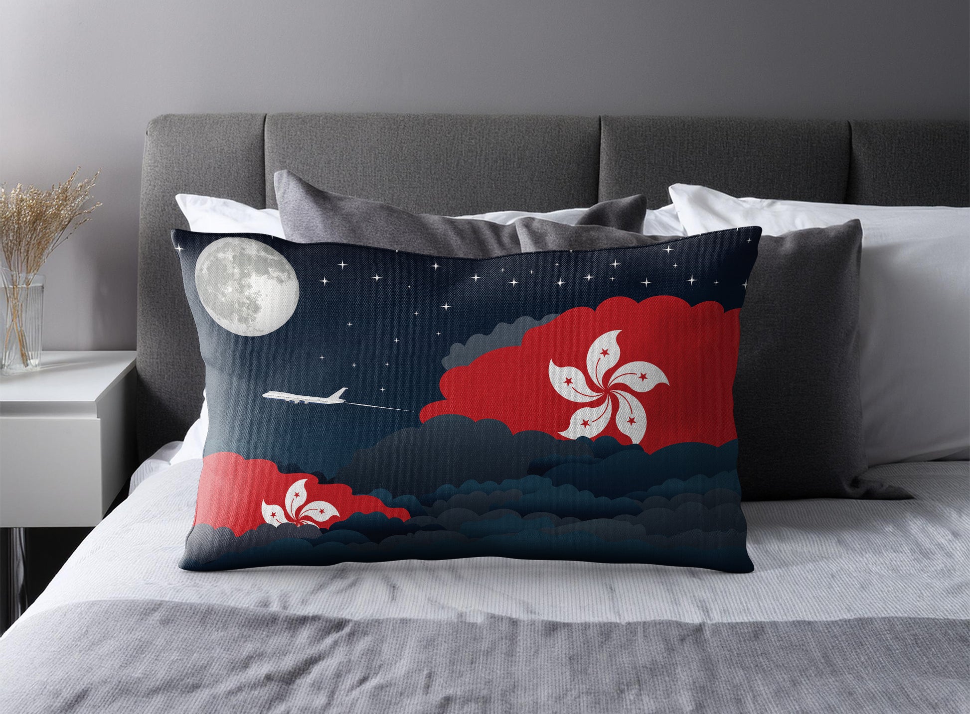 Hong Kong Night Clouds Pillow Case and Pillow Throw
