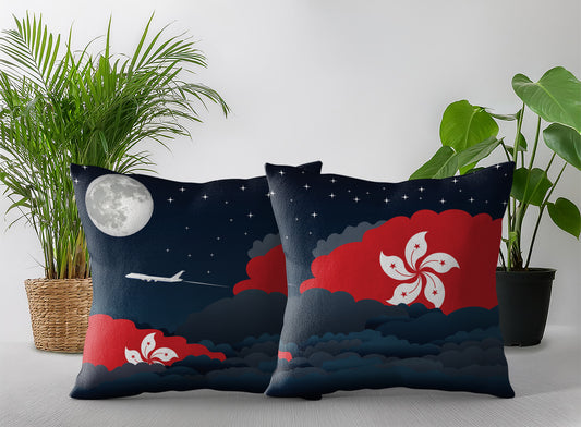 Hong Kong Night Clouds Pillow Case and Pillow Throw