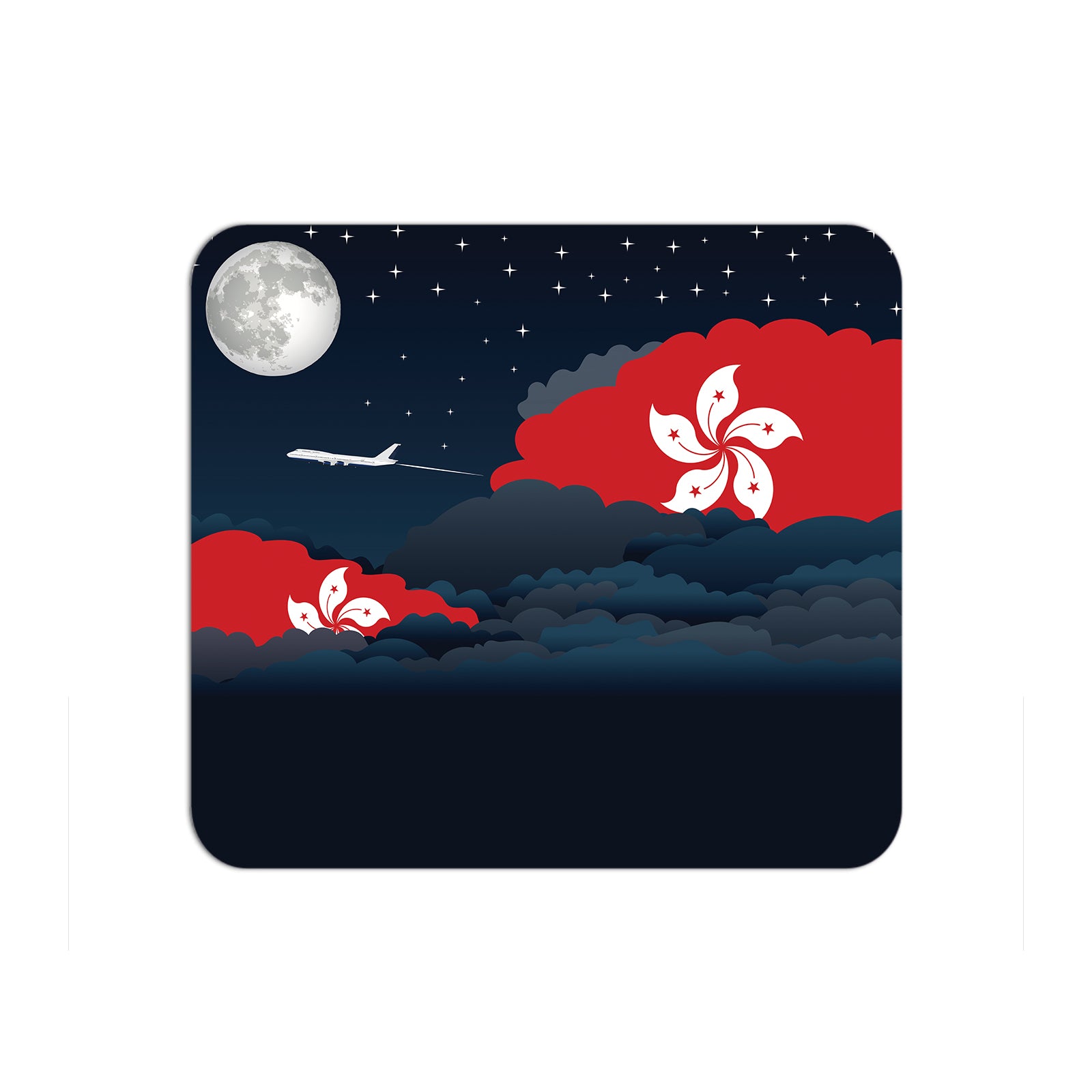 Hong Kong Airplane Airport Flight Night Clouds Mousepad 