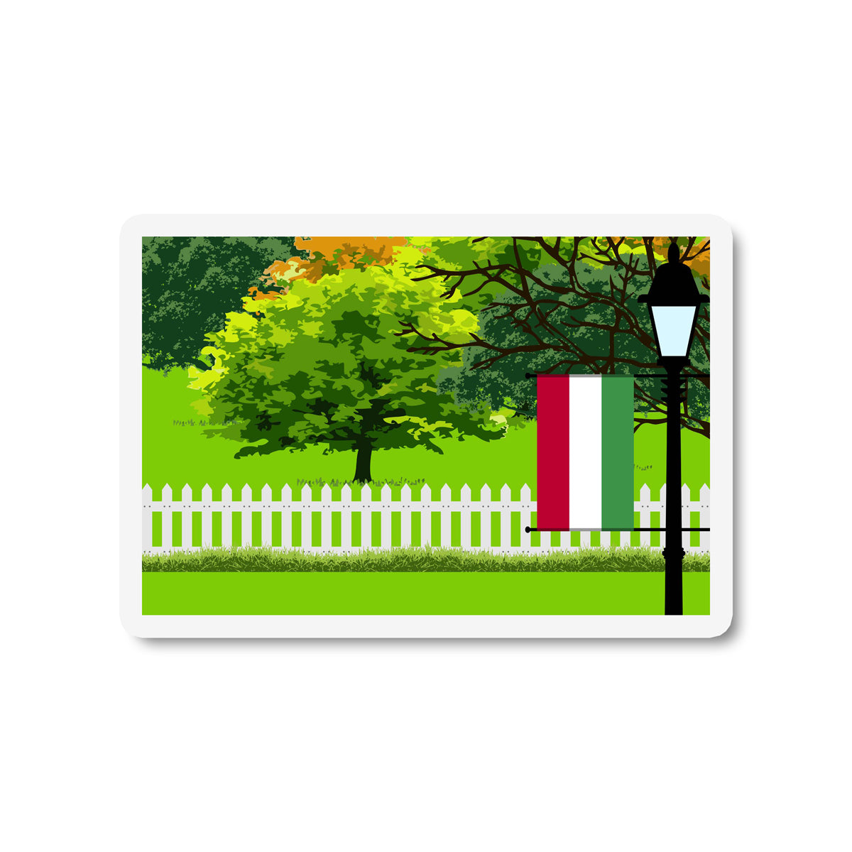 Hungary Trees and Street Lamp Sticker