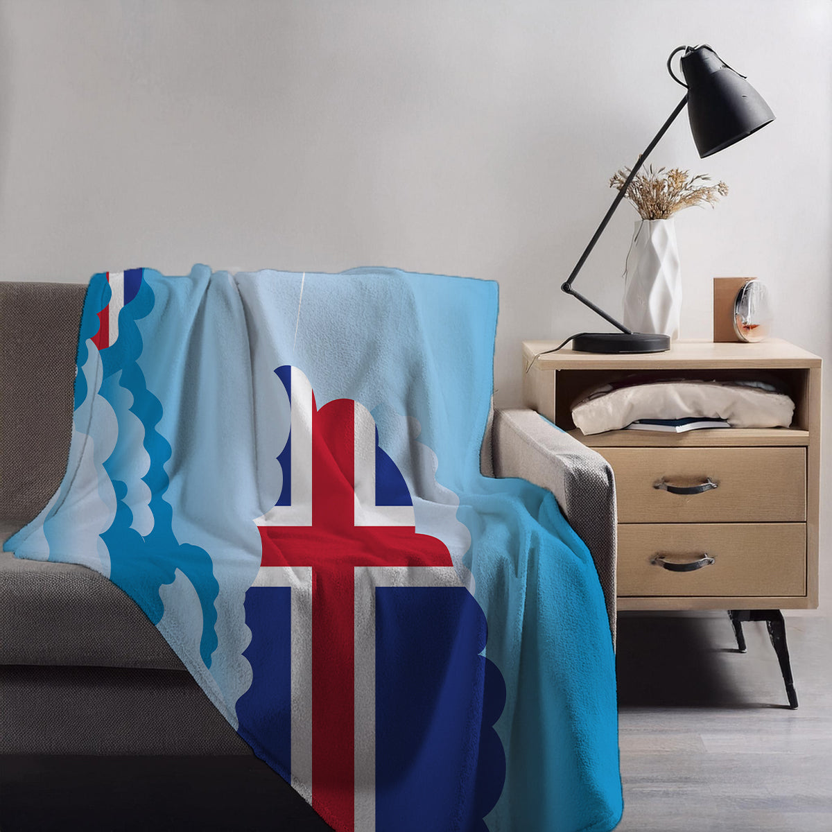 Iceland Day Clouds Blanket Throw