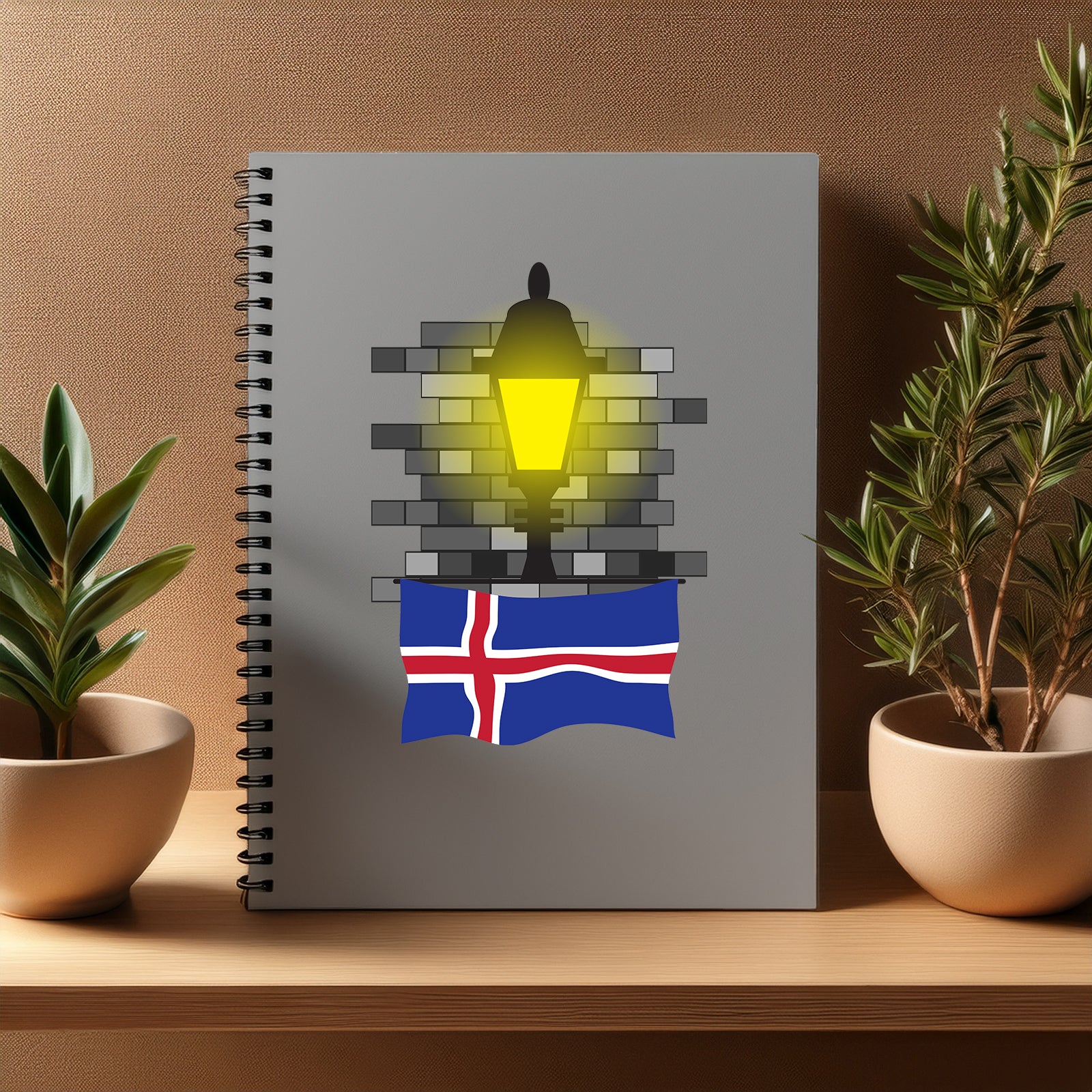 Iceland  Street Lamp Bricks Notebook