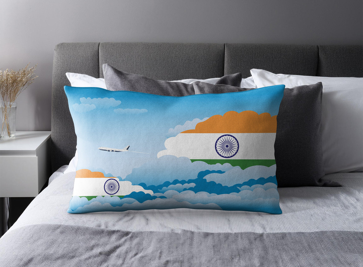 India Day Clouds Pillow Case and Pillow Throw