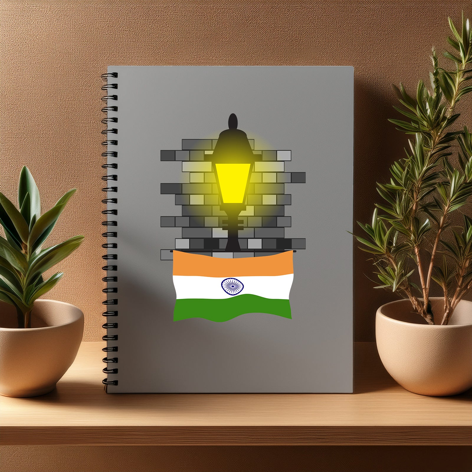 India  Street Lamp Bricks Notebook
