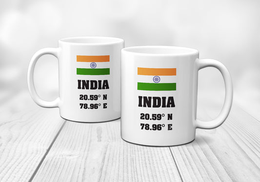 India Laitutude Longitude Mug