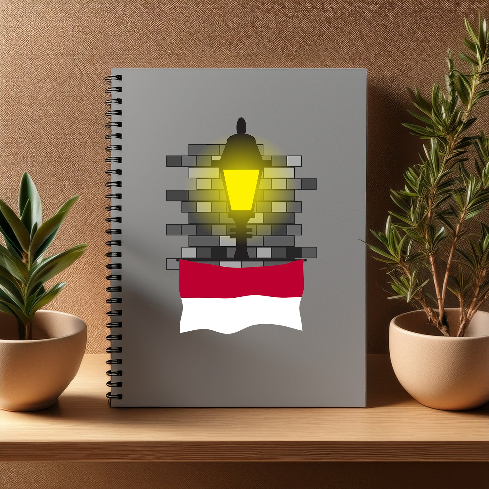 Indonesia  Street Lamp Bricks Notebook