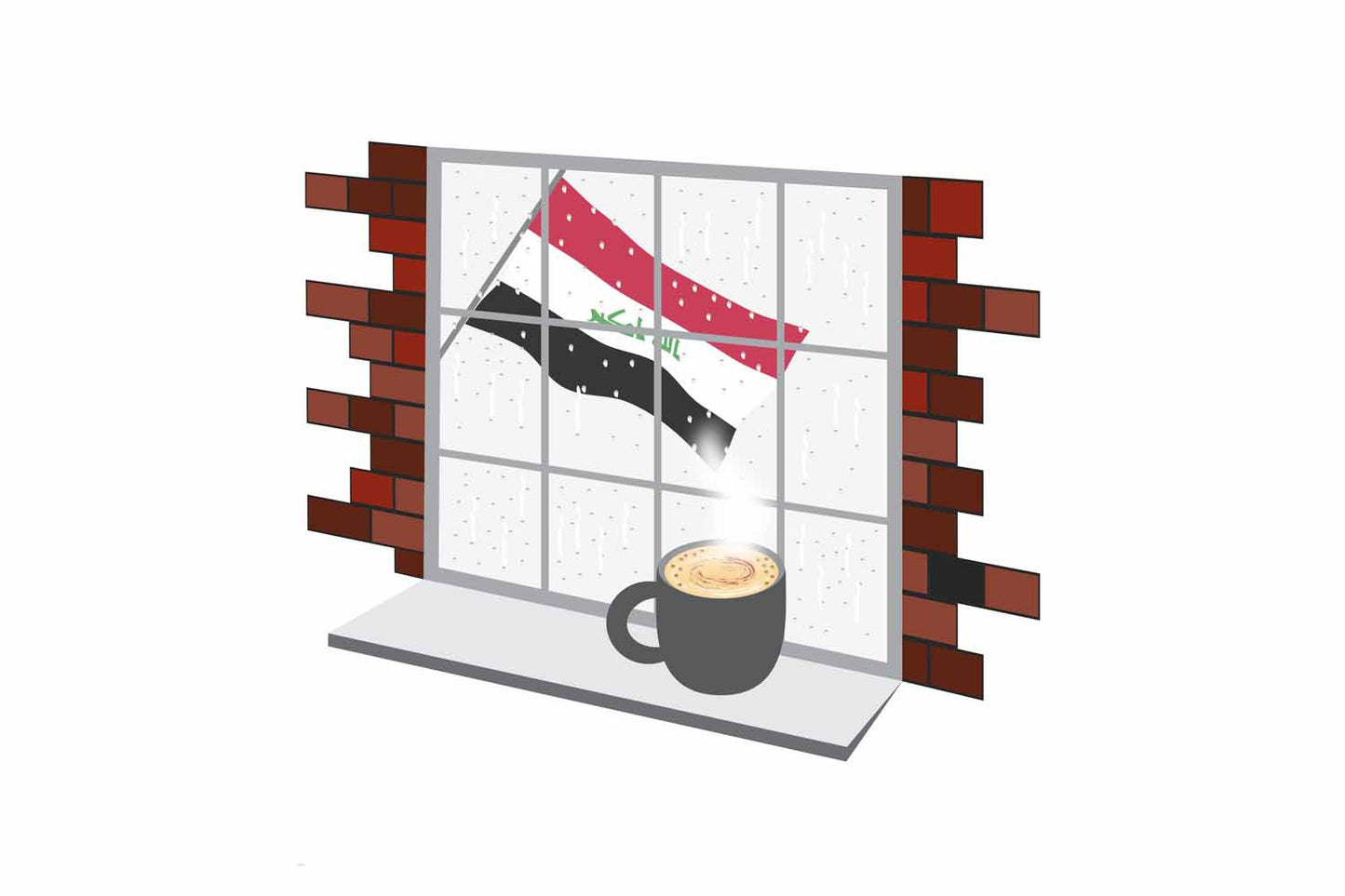 Iraq Coffee Rain Window Fridge Magnet