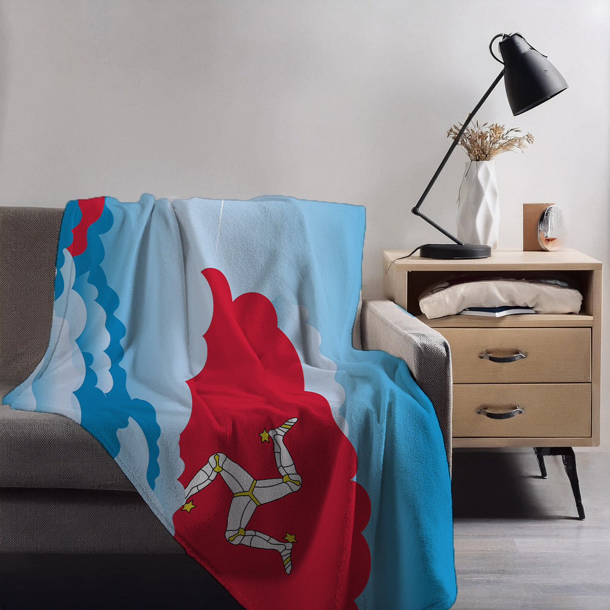 Isle of Man Day Clouds Blanket Throw