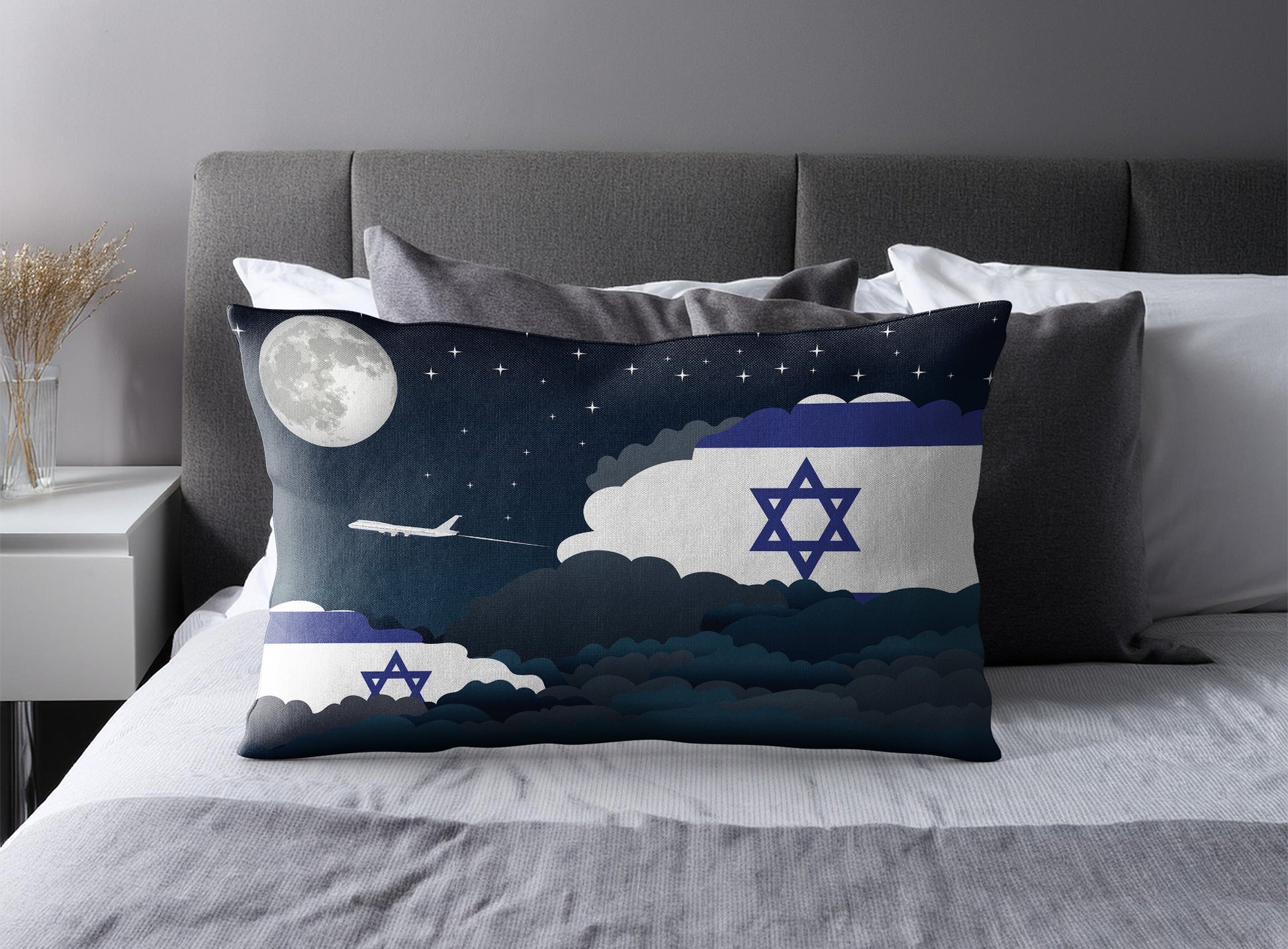 Israel Night Clouds Pillow Case and Pillow Throw