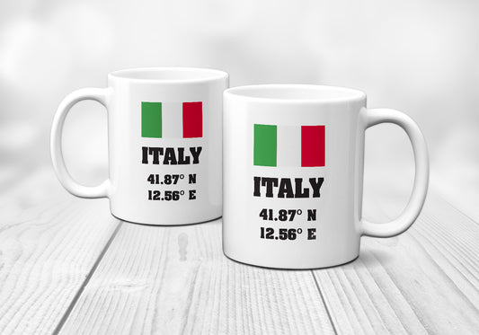 Italy Laitutude Longitude Mug