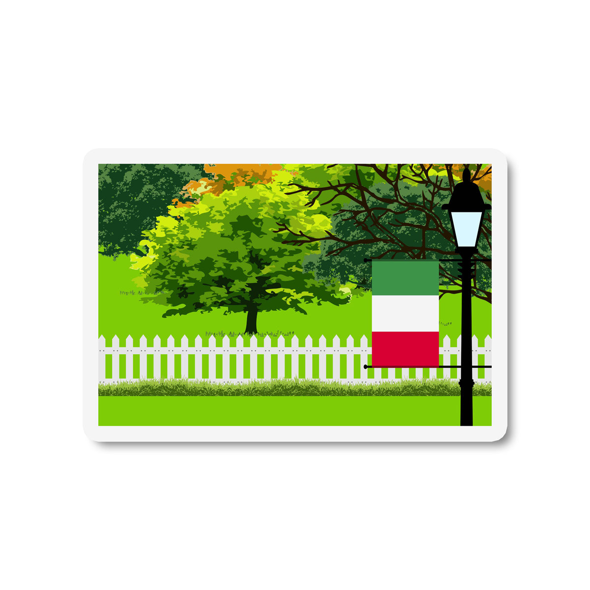 Italy Trees and Street Lamp Sticker