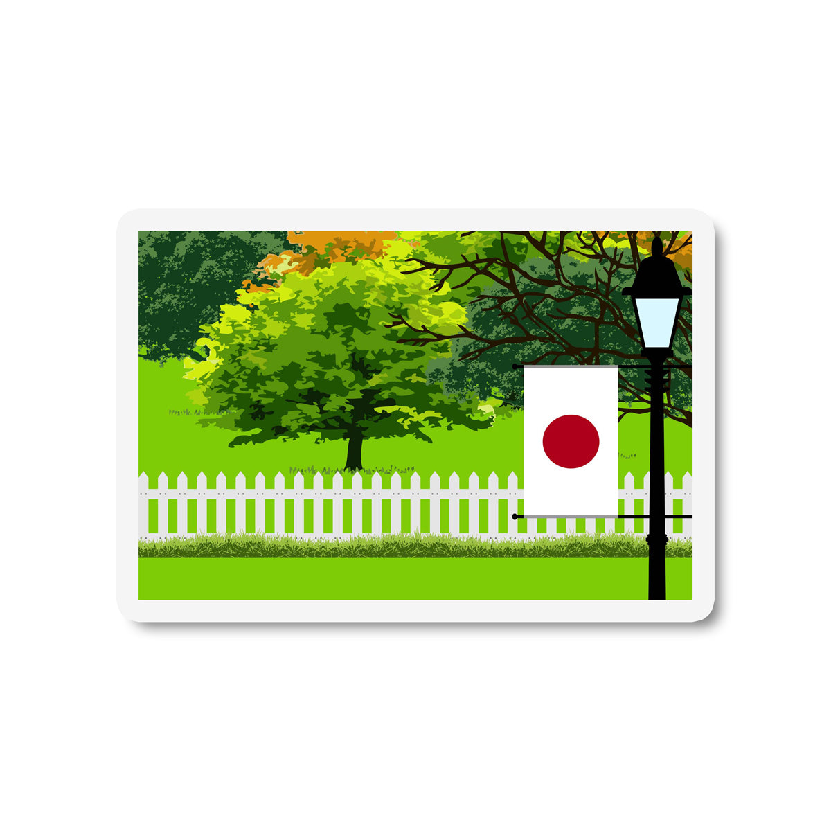 Japan Trees Street Lamp Fridge Magnet