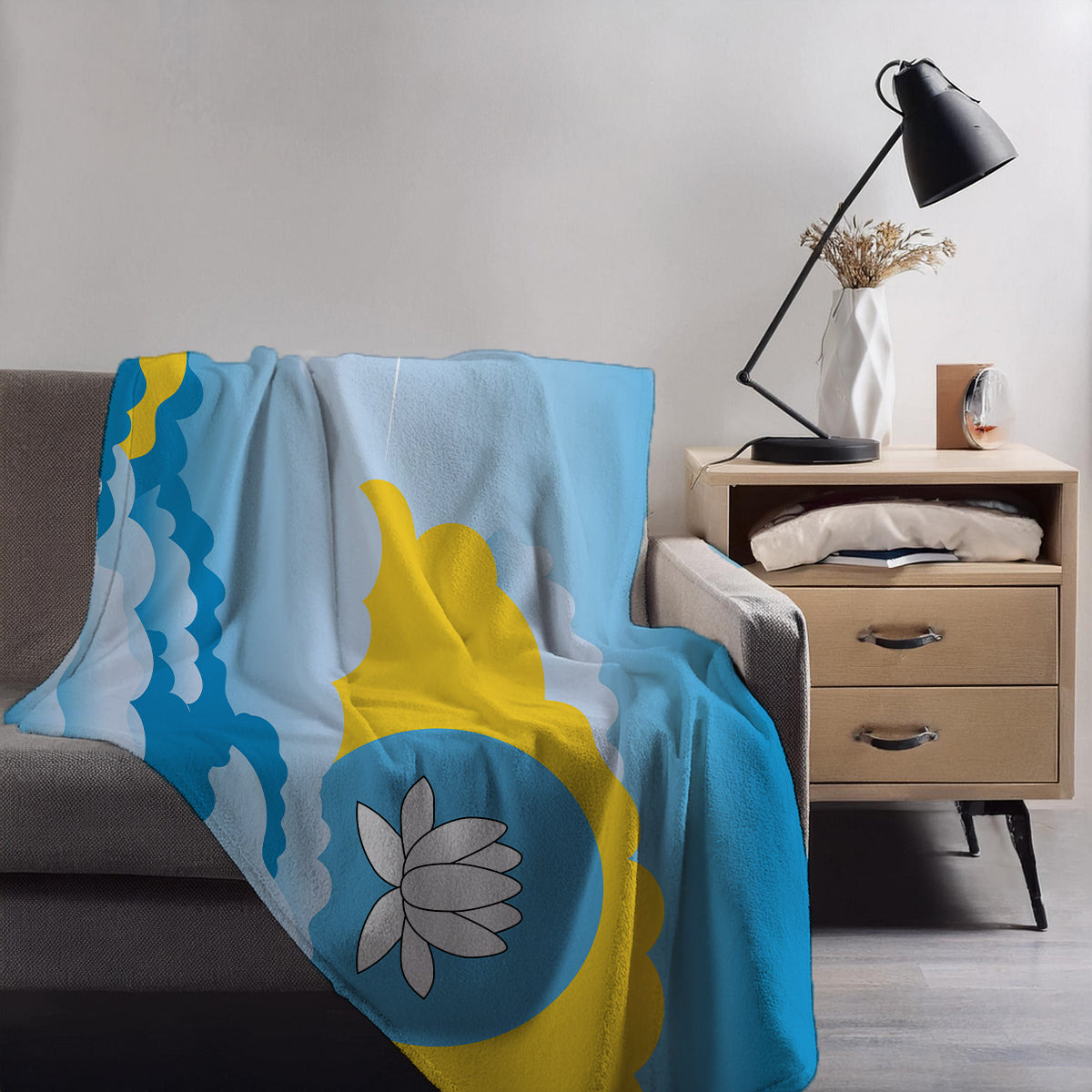 Kalmykia Day Clouds Blanket Throw