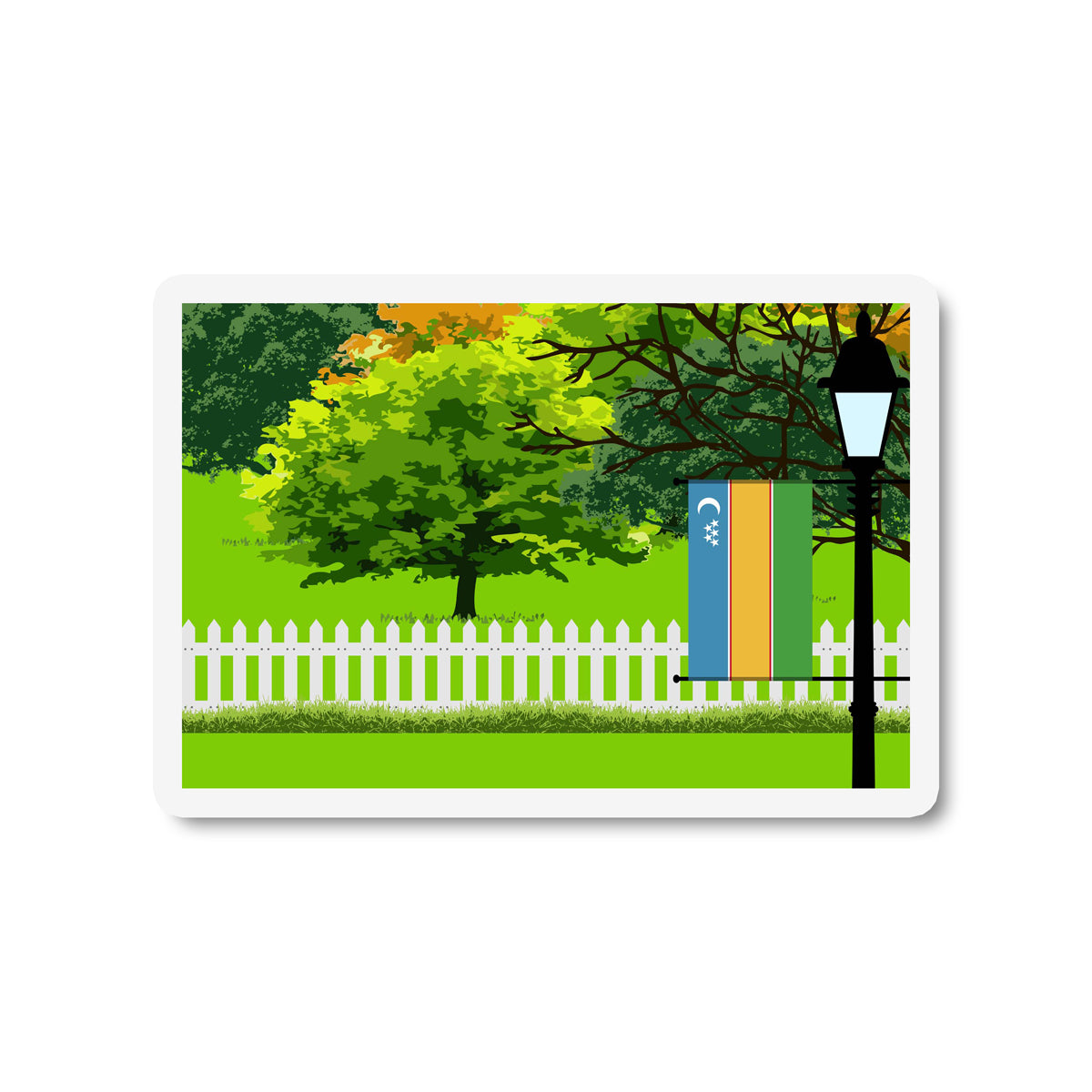 Karakalpakstan Trees and Street Lamp Sticker