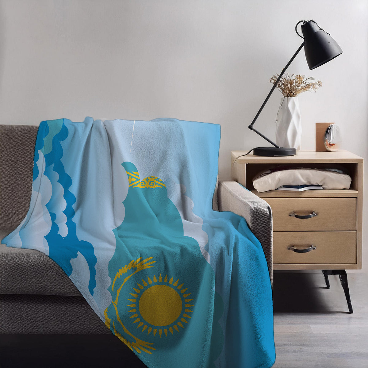 Kazakhstan Day Clouds Blanket Throw
