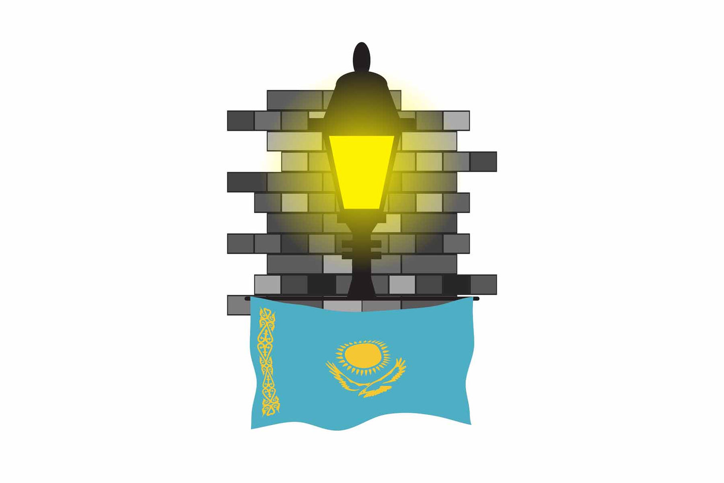 Kazakhstan Street Lamp Bricks Sticker