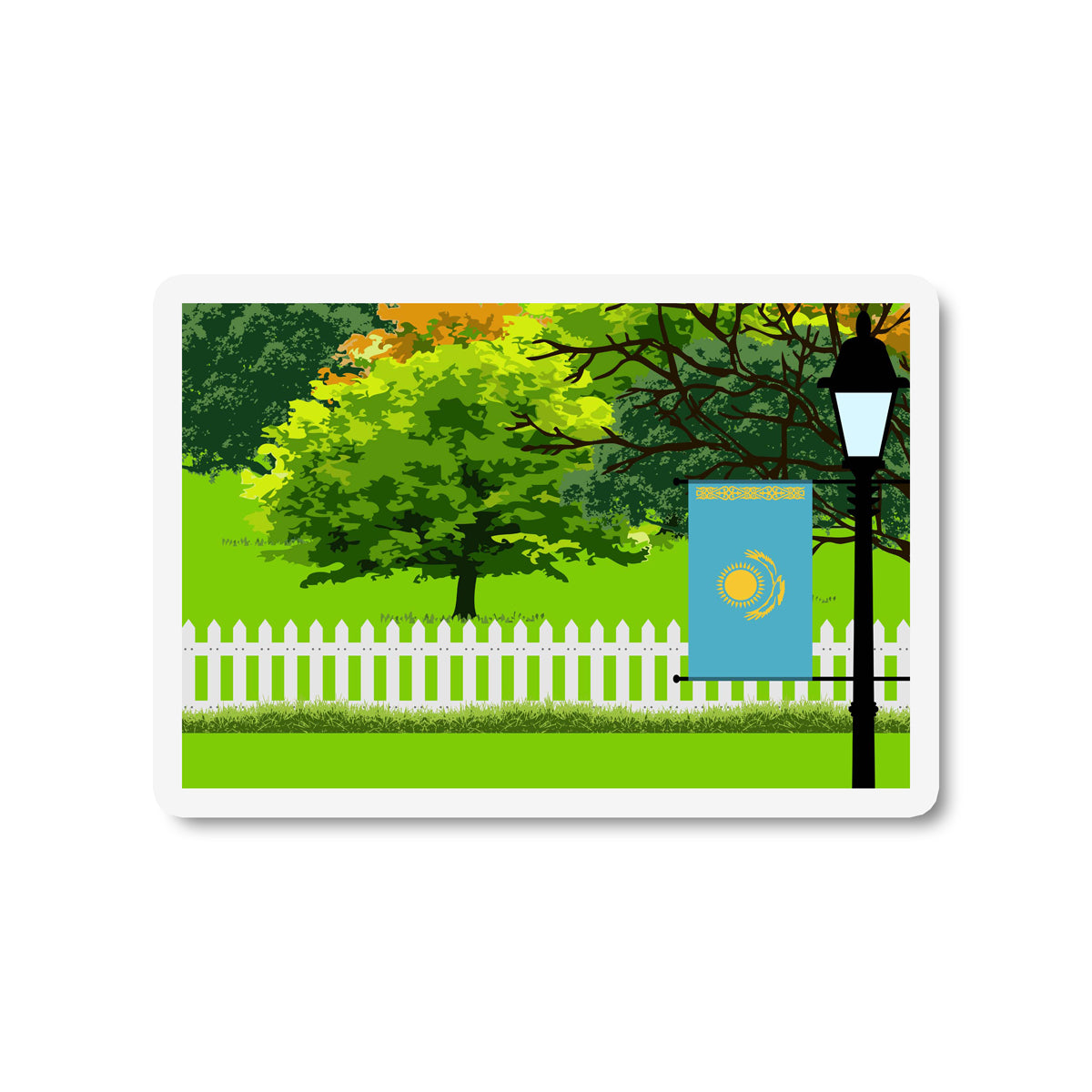 Kazakhstan Trees Street Lamp Fridge Magnet