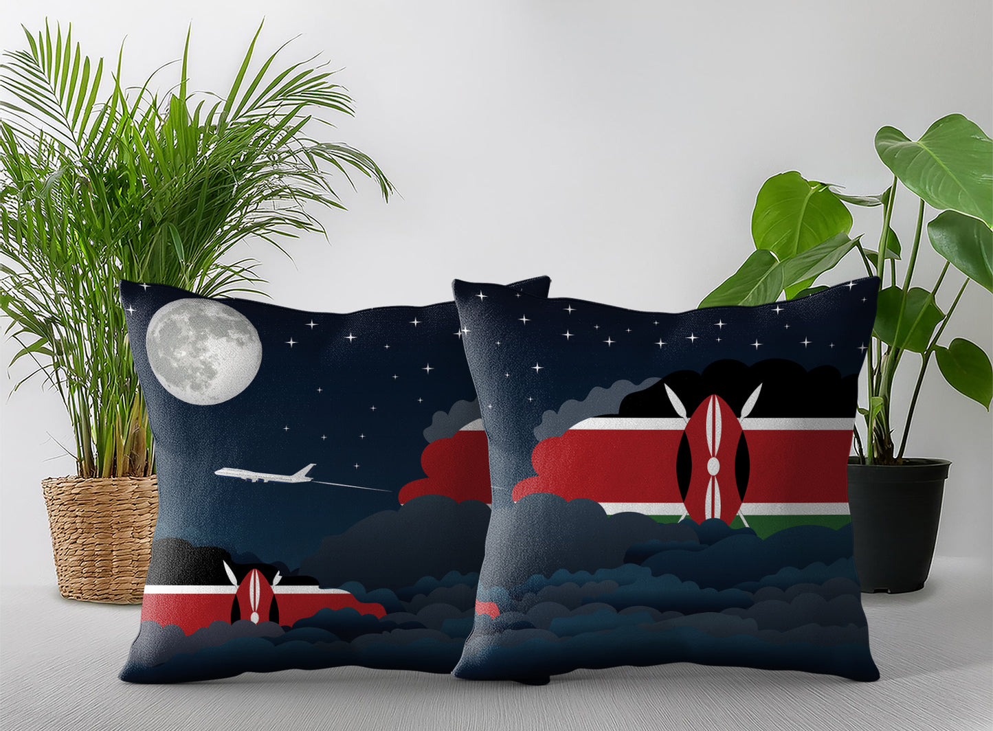 Kenya Night Clouds Pillow Case and Pillow Throw