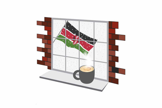 Kenya Coffee Rain Window Sticker