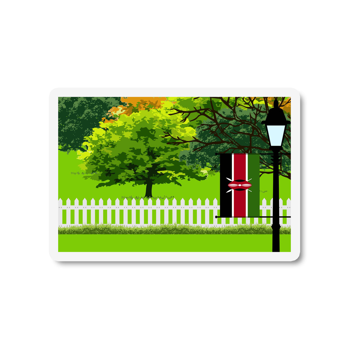 Kenya Trees and Street Lamp Sticker