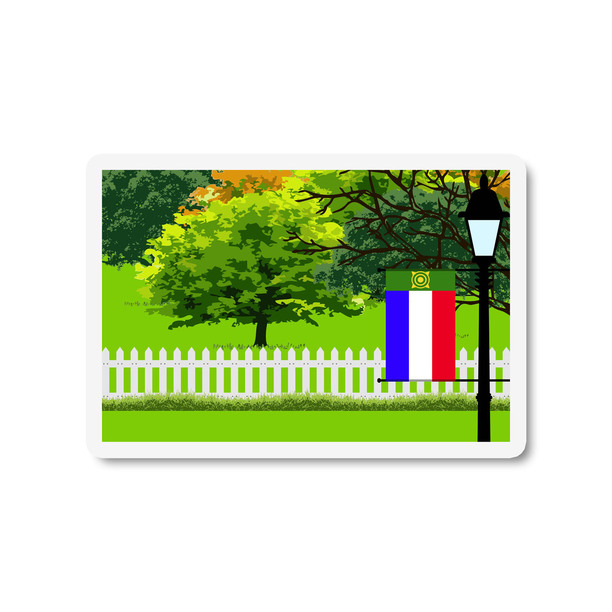 Khakassia Trees and Street Lamp Sticker