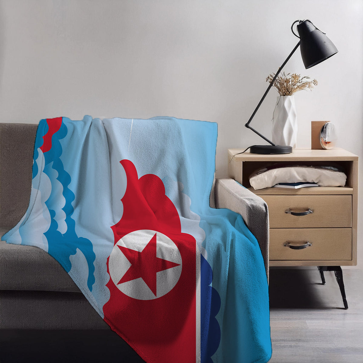 Korea North Day Clouds Blanket Throw